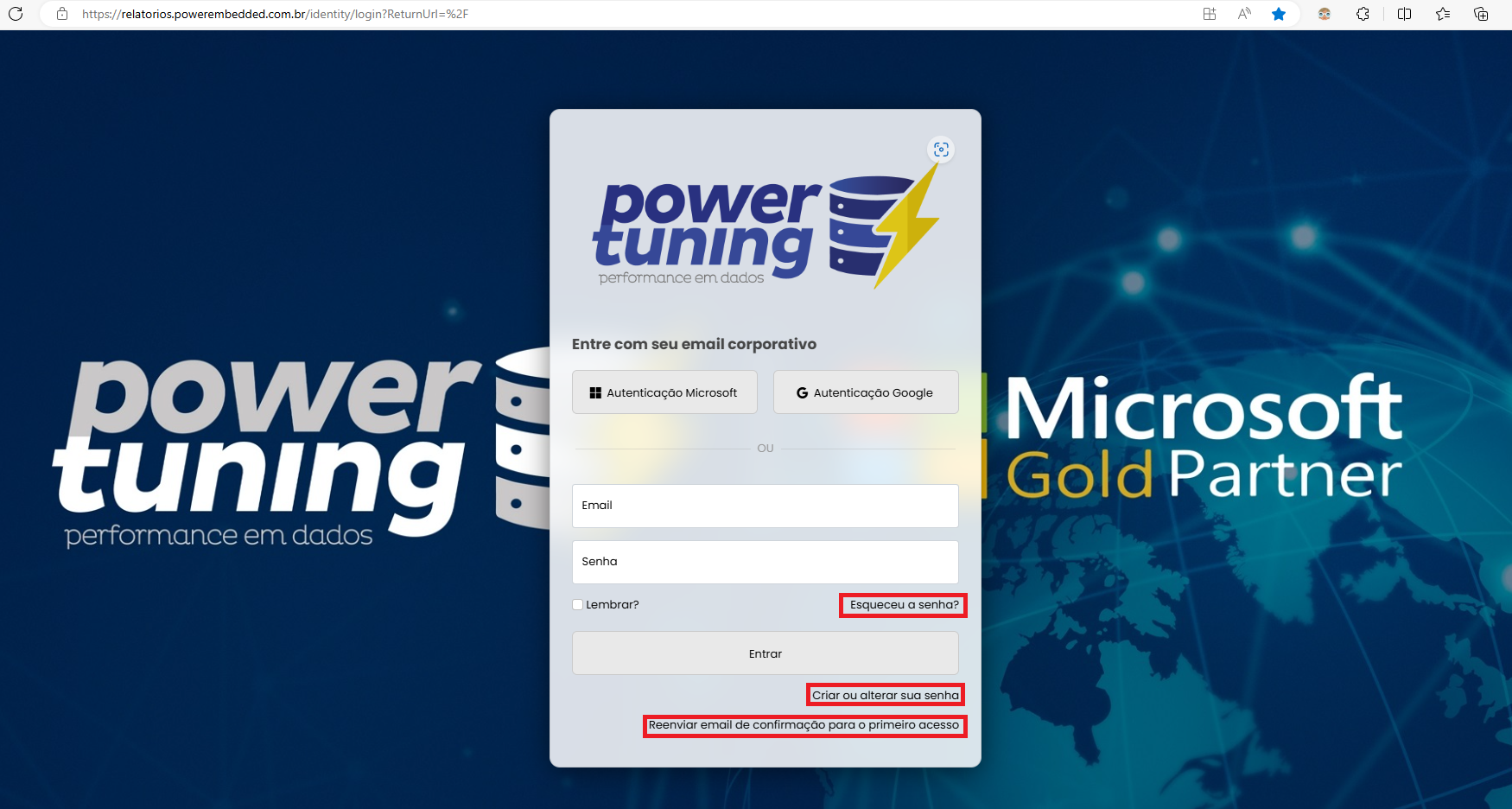 Ajuda – Primeiro Acesso e Login do Sistema – Power Embedded